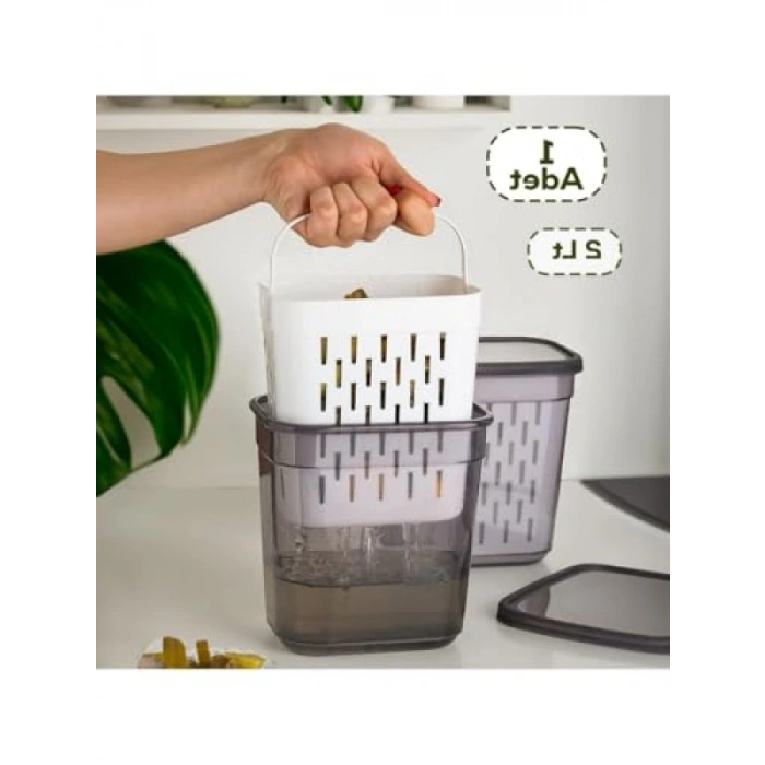 Süzgeçli Çok Amaçlı Saklama Kabı - 2 Litre