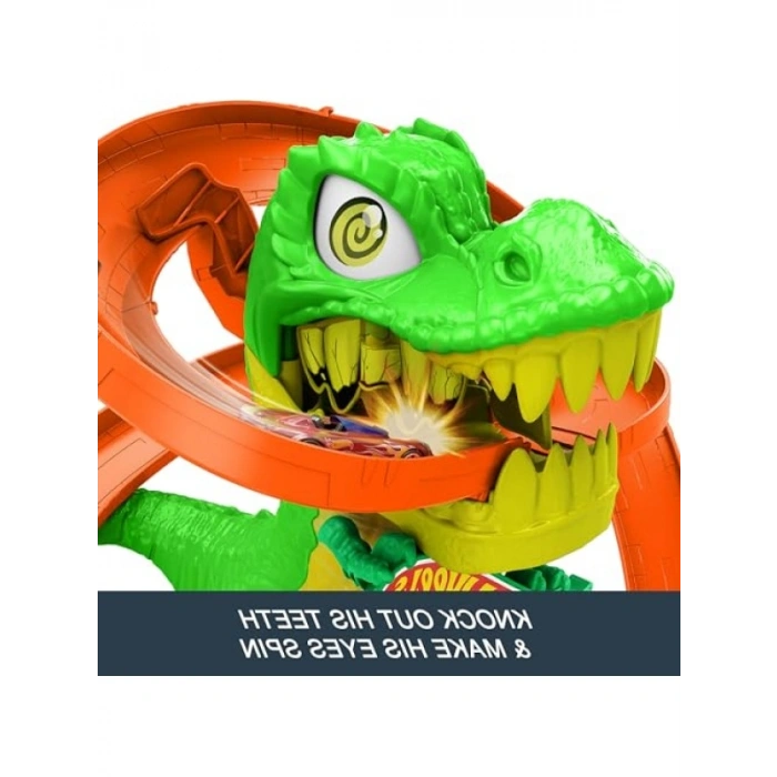 T-Rex ve İtfaiye İstasyonu Oyun Seti, 1:64 Ölçekli Araç ile