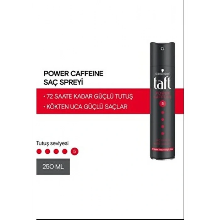 Taft Kafeinli Saç Spreyi 250 ml Güçlü Tutucu Etki ile Saç Şekillendirme