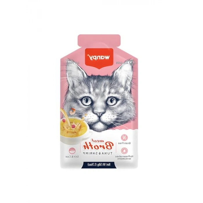 Tahılsız kedi çorbası, ton balıklı ve karidesli, 50 gr x 12 adet