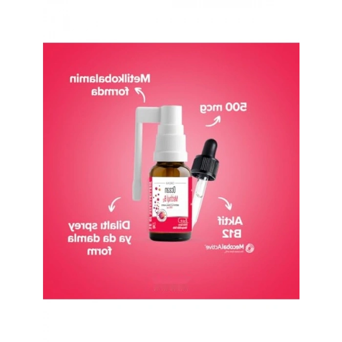 Takviye Edici Methyl B12 Dilaltı Sprey, 500mcg - 5 ml