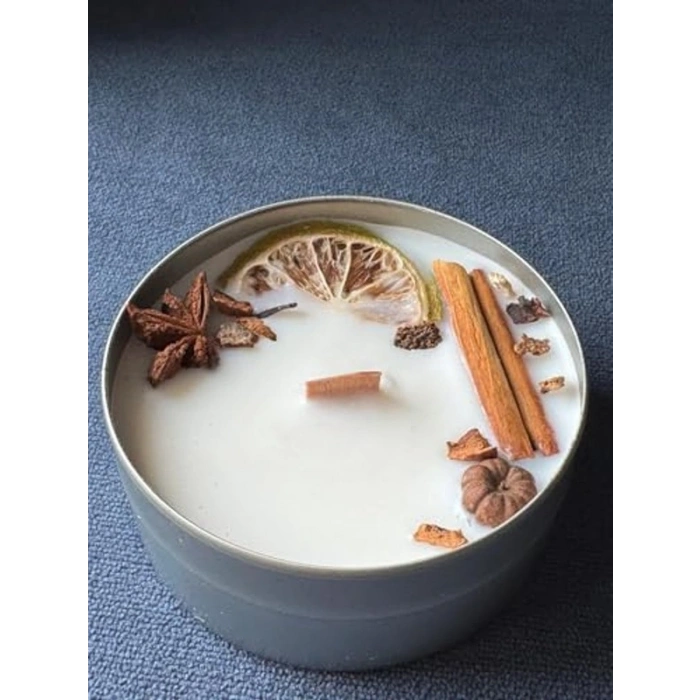 Tamamen Bitkisel Soya Mumu, Ahşap Fitilli Sandal Ağacı ve Vanilya Kokusu