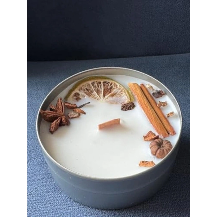 Tamamen Bitkisel Soya Mumu, Ahşap Fitilli Sandal Ağacı ve Vanilya Kokusu