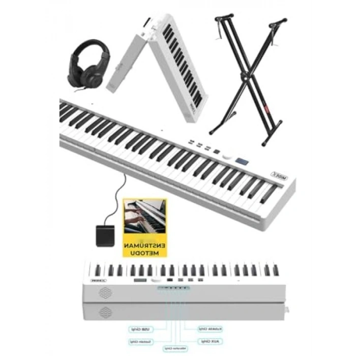 Taşınabilir Dijital Piyano - 88 Tuş, Bluetooth ve Şarjlı