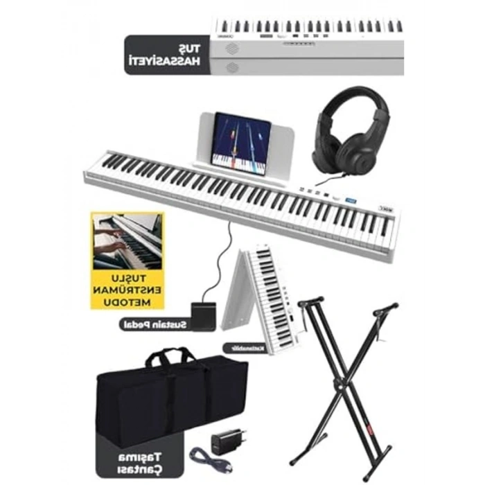 Taşınabilir Dijital Piyano, 88 Tuş ve Bluetooth Özelliği ile