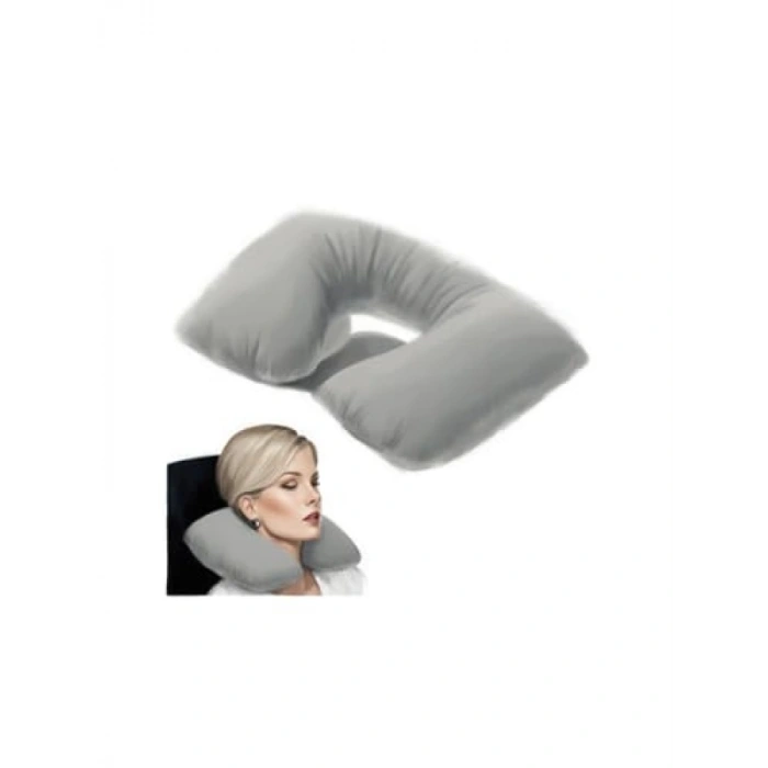 Taşınabilir Ergonomik Şişme Boyun Yastığı (Gri)