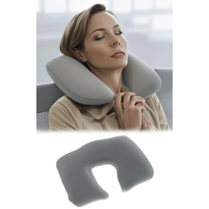 Taşınabilir Ergonomik Şişme Boyun Yastığı (Gri)