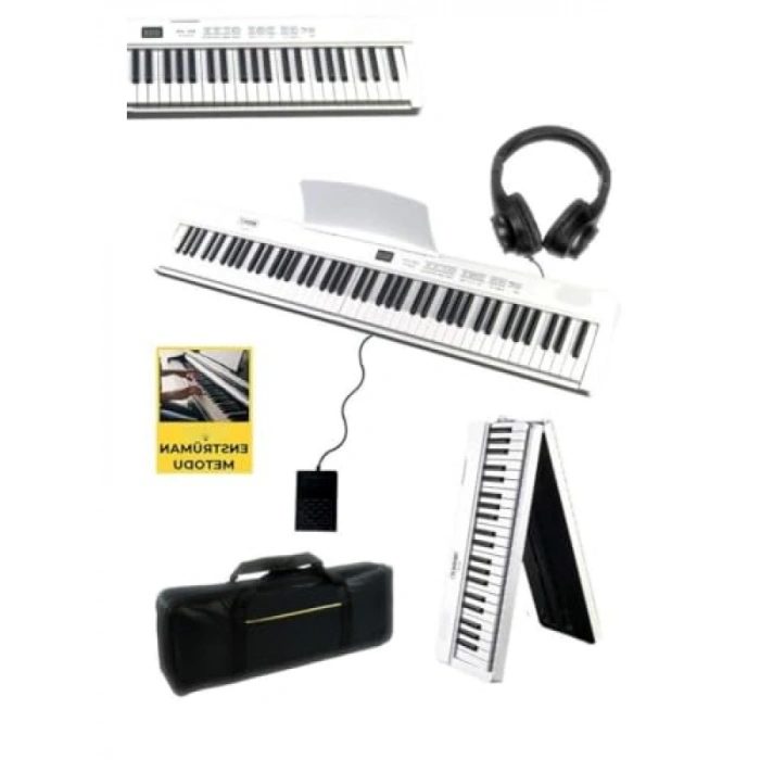 Taşınabilir Katlanır Dijital Piyano - 88 Tuş, Bluetooth Özellikli