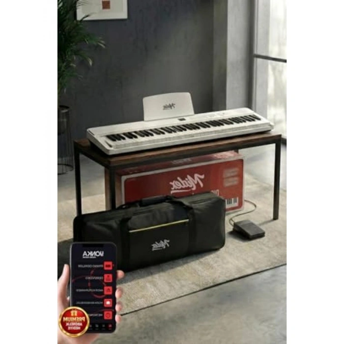 Taşınabilir Katlanır Dijital Piyano, 88 Tuş, BT Uyumlu