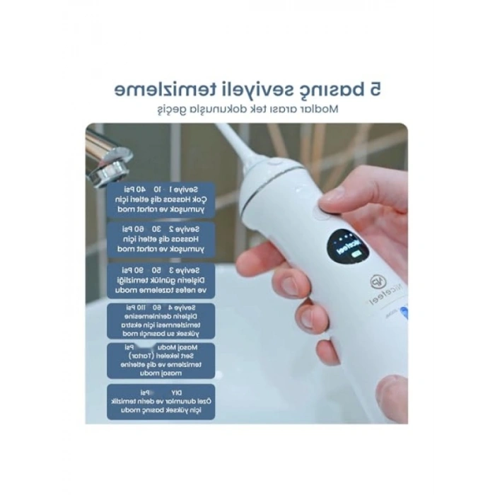 Taşınabilir Şarjlı Masajlı Ağız Duşu (Beyaz)