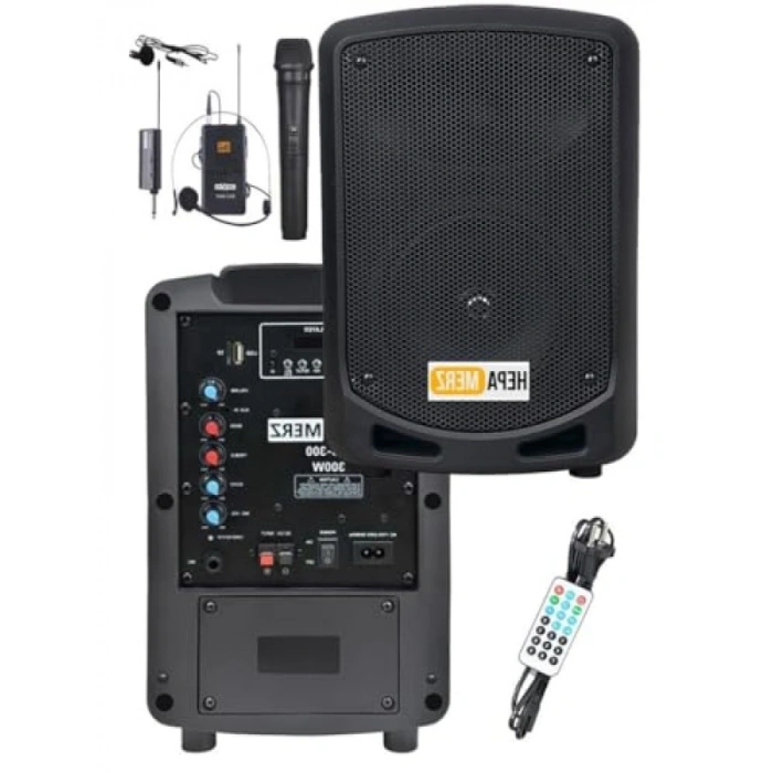 Taşınabilir Şarjlı Ses Sistemi Çift Mikrofon Bluetooth USB 6.5 İnç 300W