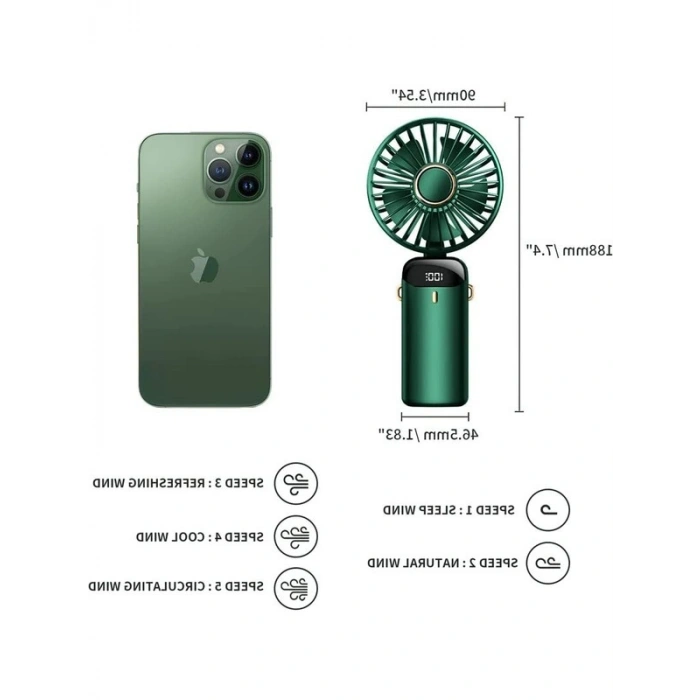 Taşınabilir USB Vantilatör, 4200mAh Şarjlı ve Çok Amaçlı