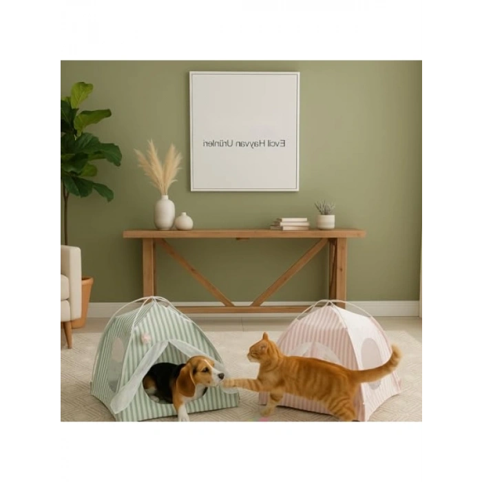 Taşınabilir ve Katlanabilir Kedi Köpek Çadırı - Pembe