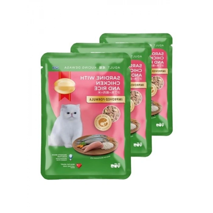 Tavuk ve Pirinçli Yaş Mama, 85 gr (3 Paket)