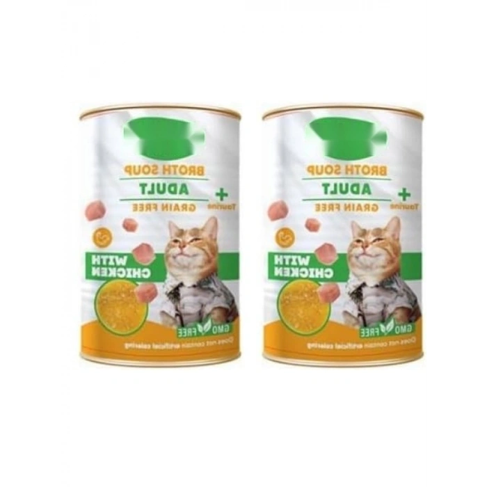 Tavuklu Et Suyu Çorbası Yetişkin Kedi 135 ml 2li Paket