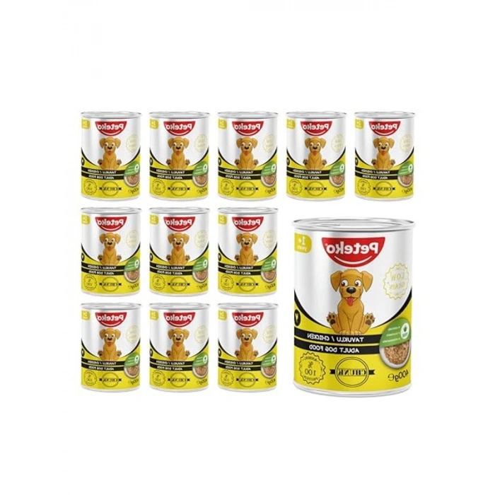 Tavuklu ve Jöleli Konserve Mama, 400 Gr x 12 Adet Set