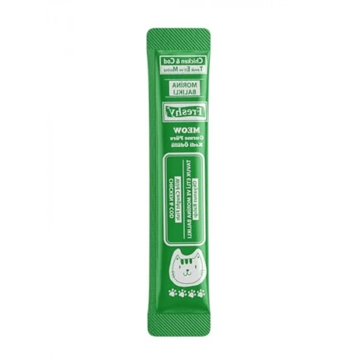 Tavuklu ve morina balıklı sıvı kedi ödülü, 5 x 12g