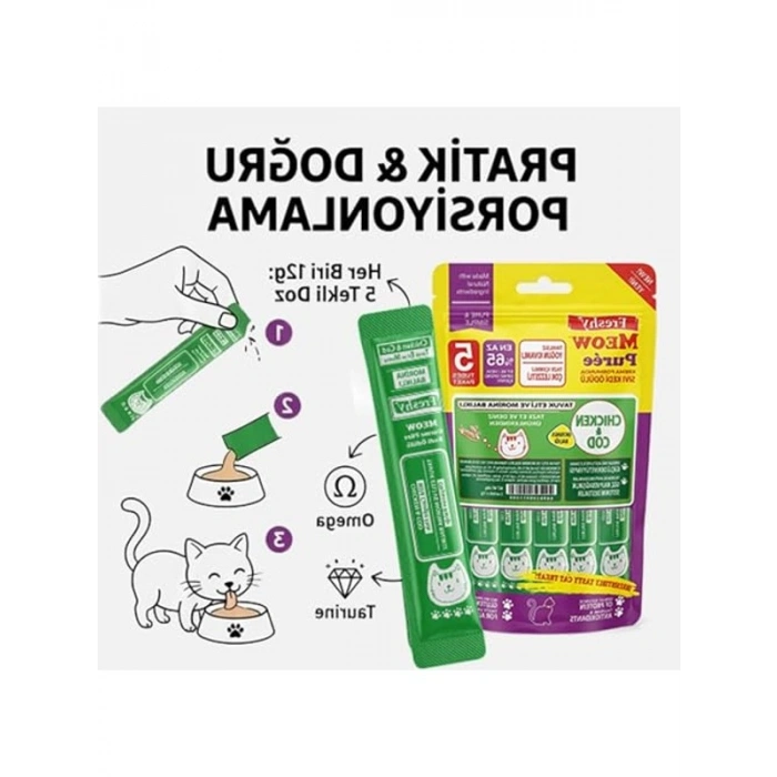 Tavuklu ve morina balıklı sıvı kedi ödülü, 5 x 12g