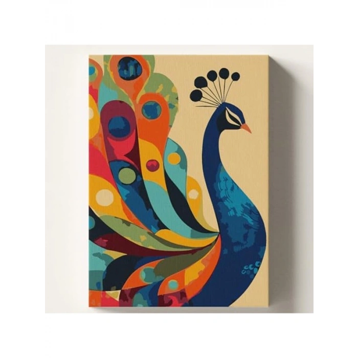 Tavus Kuşu Temalı Sayılarla Boyama Seti, 50x70 cm
