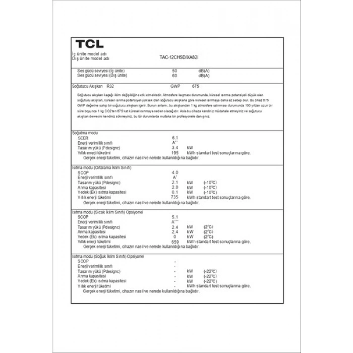 TCL Elite TAC-12CHSD-XA82I A++ Enerji Sınıfı 12000 BTU Inverter Duvar Tipi Klima