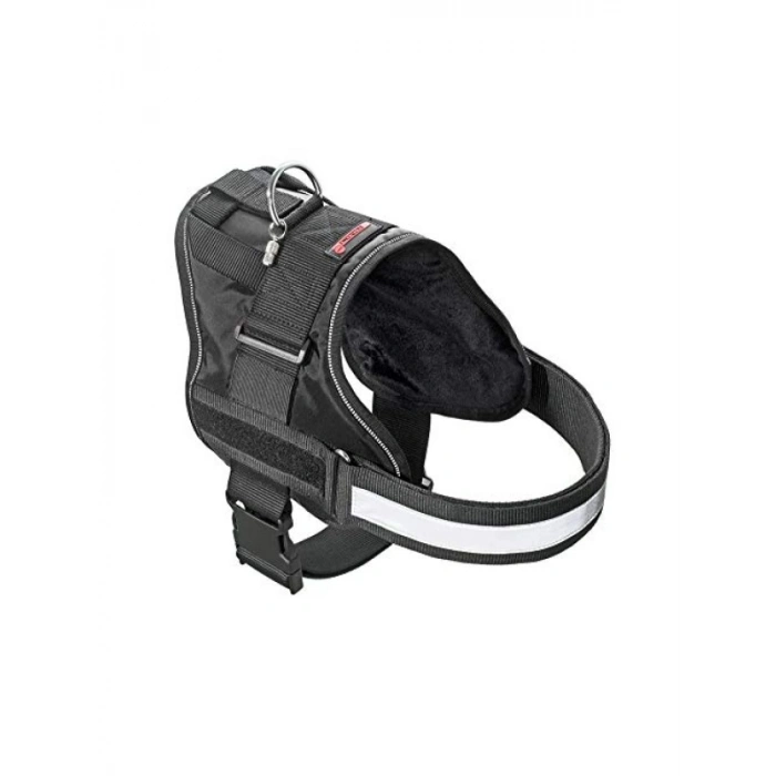 Teflon Reflektörlü Siyah İsimli Göğüs Tasması, S Boyut (55-68 cm)