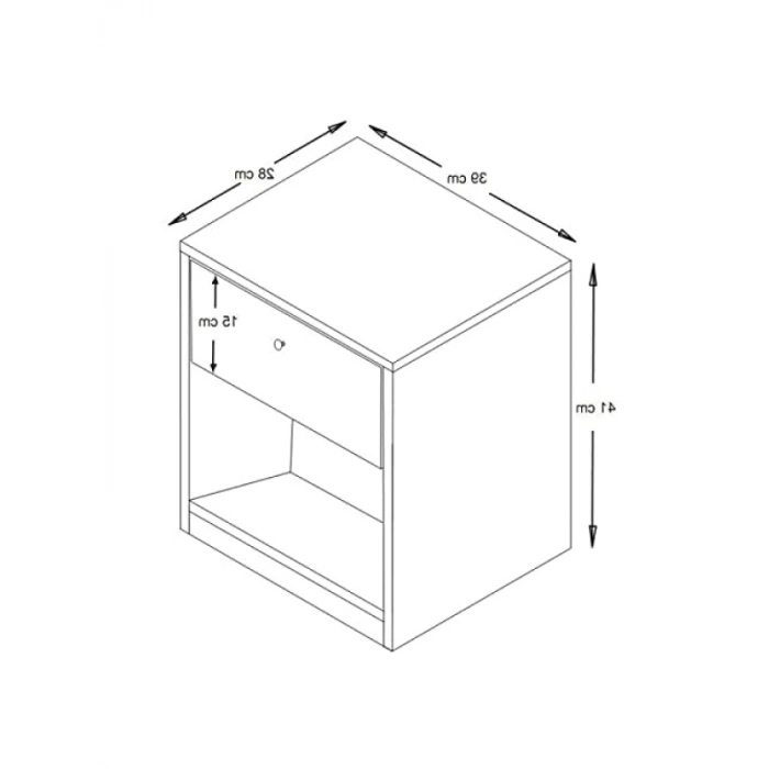 Tek Çekmeceli Ceviz Renkli Komodin - Modern Tasarım