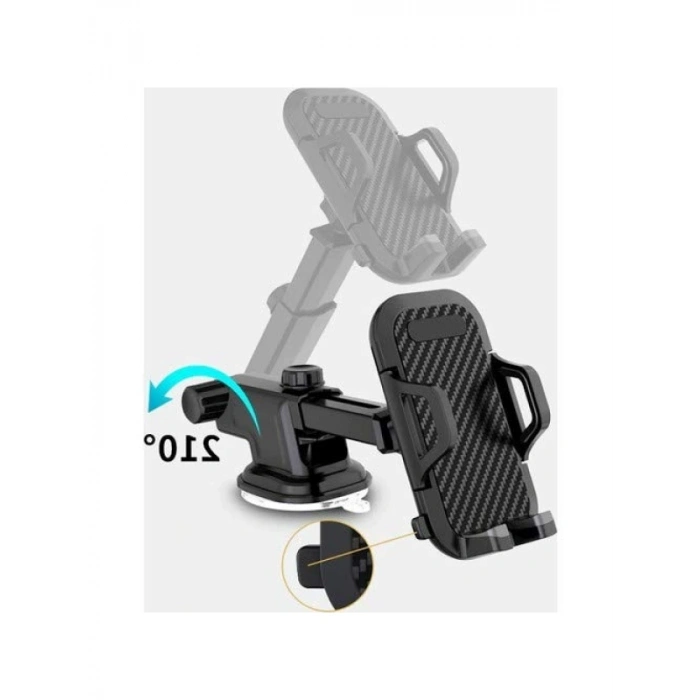 Tek Elle Kullanıma Uygun Vantuzlu Araç Telefon Tutucu, Siyah