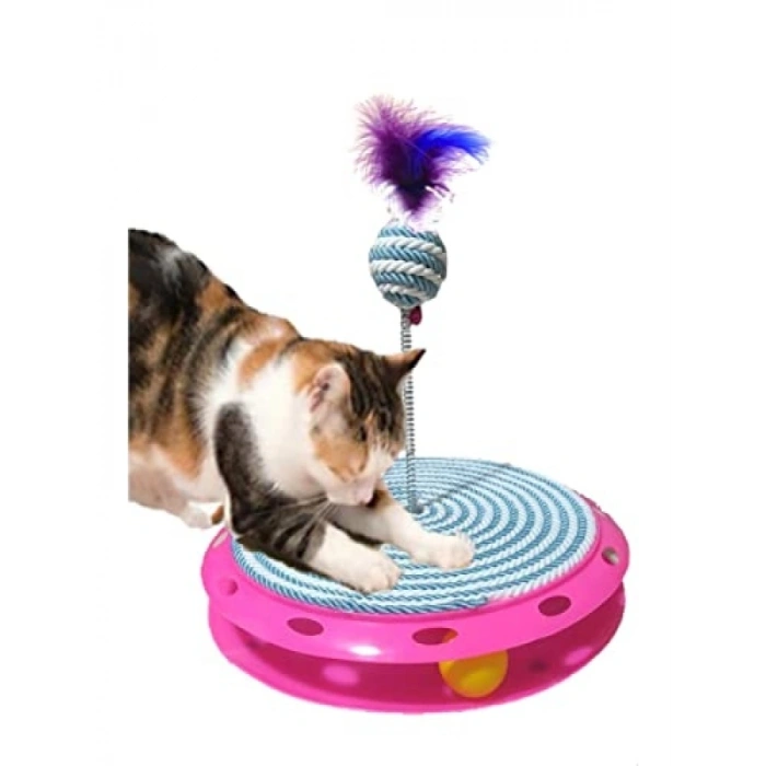 Tek Katlı Eğlenceli Kedi Oyuncağı ve Tırmalama (Turkuaz)