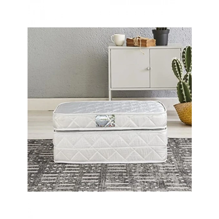 Tek Kişilik Katlanır Yaylı Yatak 90x190 cm - Beyaz