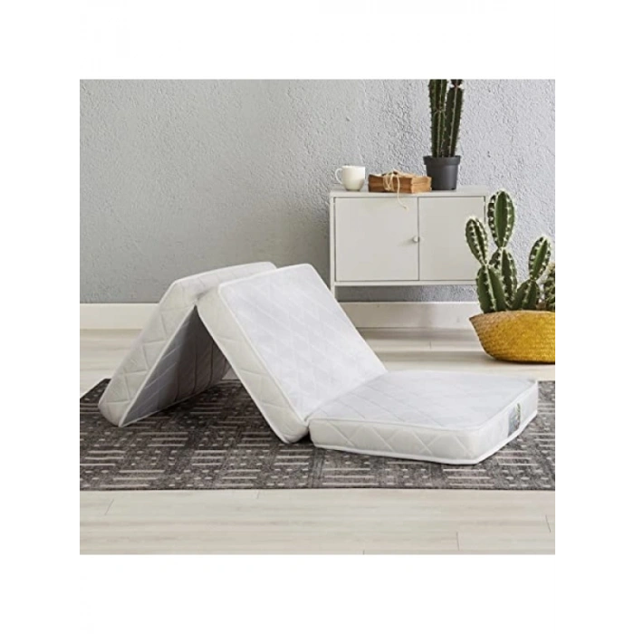 Tek Kişilik Katlanır Yaylı Yatak 90x190 cm - Beyaz