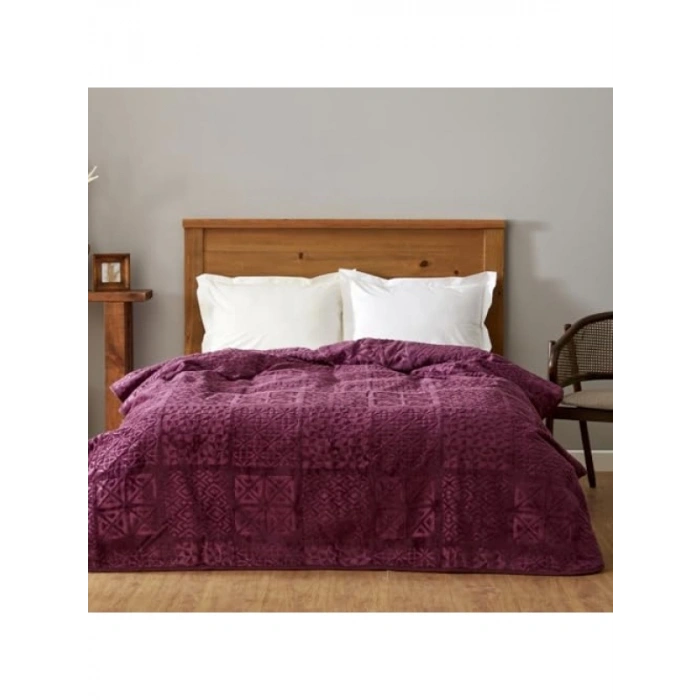 Tek Kişilik Mürdüm Renkli Battaniye