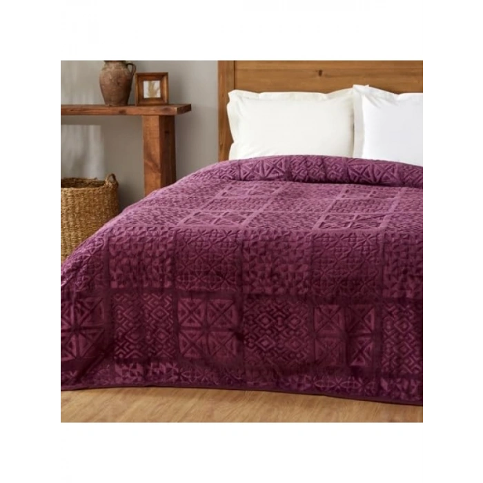 Tek Kişilik Mürdüm Renkli Battaniye