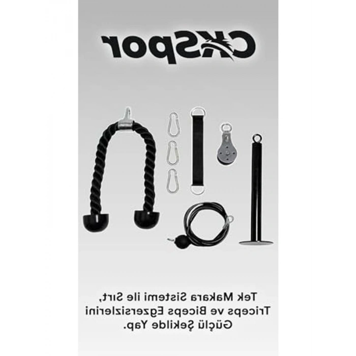 Tek Makara Fitness Seti, Lat Pulldown ve Triceps Çalışma İstasyonu