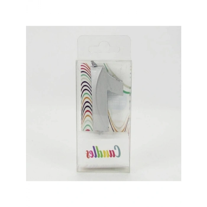 Tek Rakamlı Gümüş Gri Doğum Günü Mumu 6.5 Cm