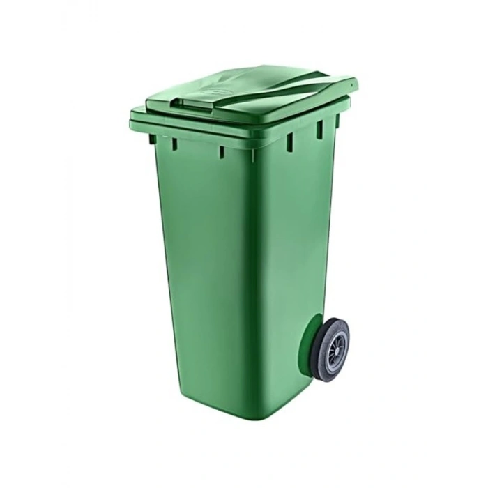 Tekerlekli 120 Litre Çöp Konteyneri, Yeşil Renk Seçeneği