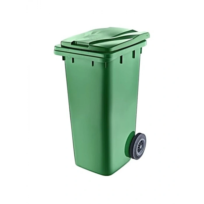 Tekerlekli 120 Litre Çöp Konteyneri, Yeşil Renk Seçeneği