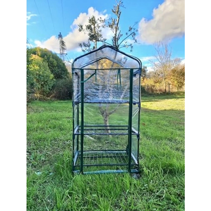 Tekerlekli 3 Katlı Portatif Şeffaf Bahçe Serası