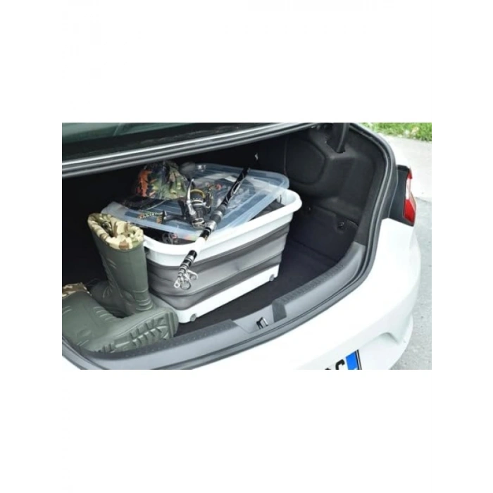 Tekerlekli Katlanabilir Şeffaf Saklama Kabı - 45 Litre