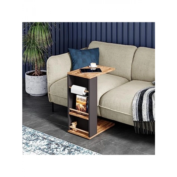 Tekerlekli Koltuk Sehpası - Havluluklu C Sehpa