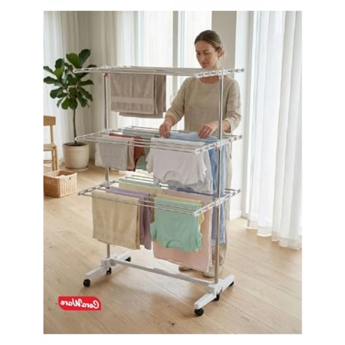 Tekerlekli Premium 3 Katlı Çamaşırlık | Kullanışlı ve Şık Tasarım ile Kurutmalık