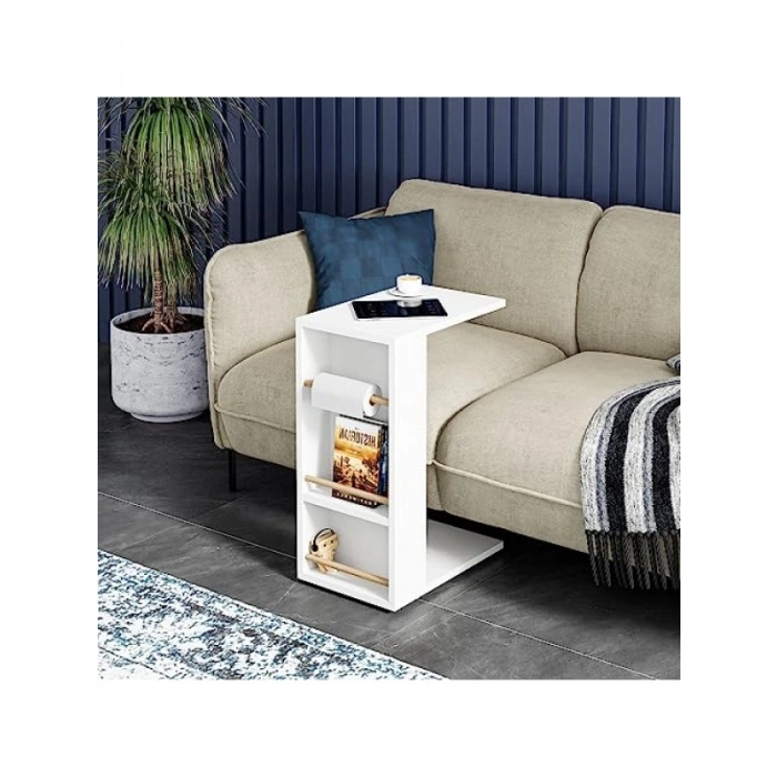 Tekerlekli Yan Sehpa - Rulo Havlu Takılabilir