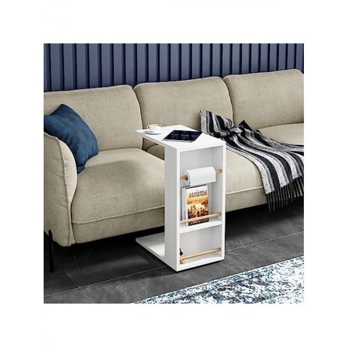 Tekerlekli Yan Sehpa - Rulo Havlu Takılabilir