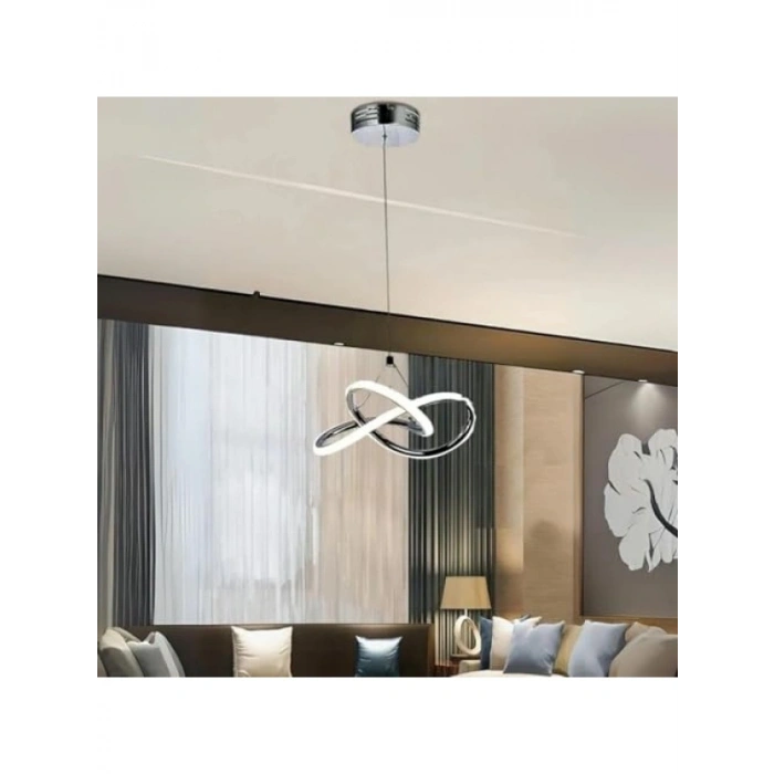 Tekli Krom Sarkıt LED Avize - 24W, Beyaz Işık