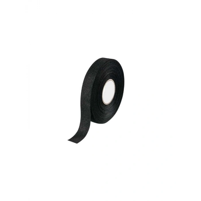 Tekstil Dokulu Siyah Bant, 18mm x 10m, Güçlü Yapışkanlı Kablo Sarma
