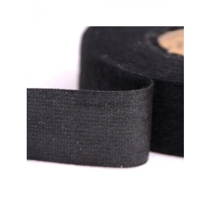 Tekstil Dokulu Siyah Bant, 18mm x 10m, Güçlü Yapışkanlı Kablo Sarma