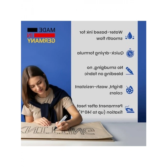 Tekstil Kalemi Seti - Siyah, Kırmızı, Mavi, Yeşil, Sarı