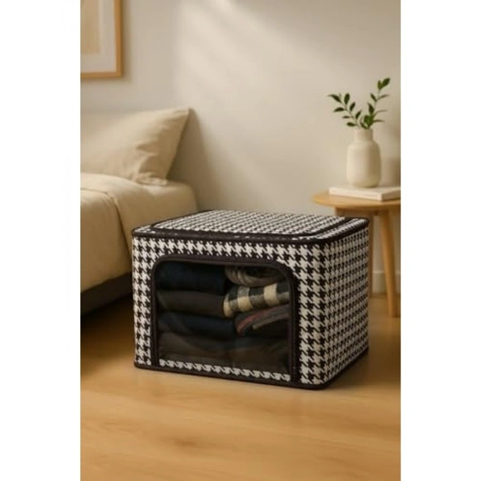 Tela Telli Dolap Düzenleyici Kutu, Katlanabilir ve Şeffaf Pencereli