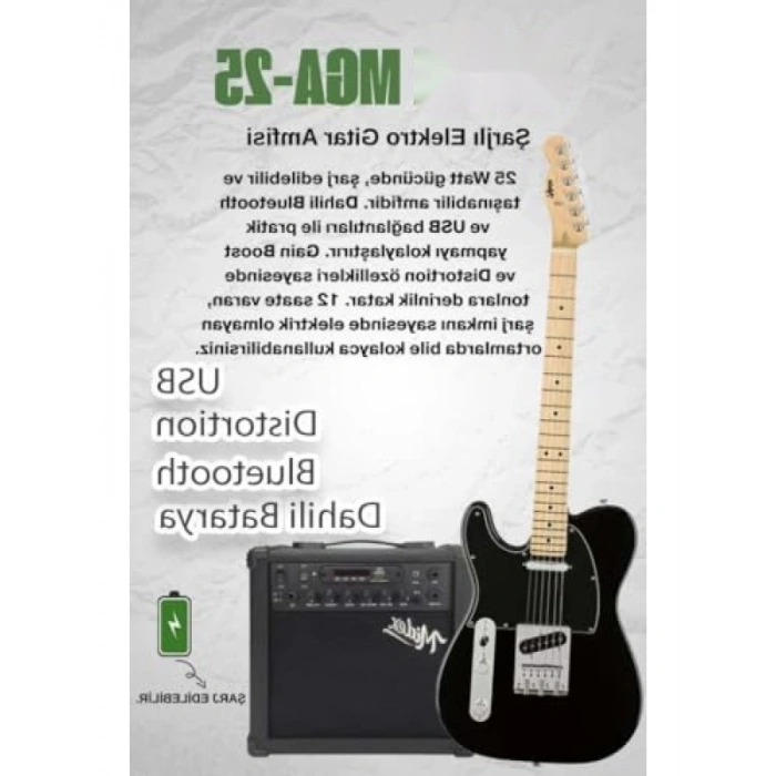 Tele Kasa Maple Klavye ile 25W Amfili Elektro Gitar