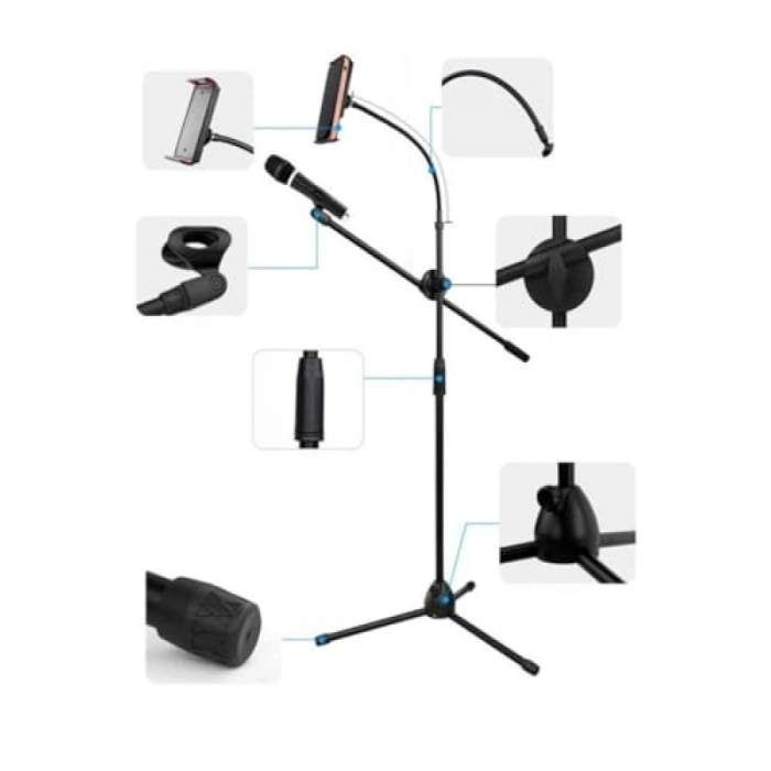 Telefon ve Tablet Tutuculu Mikrofon Standı