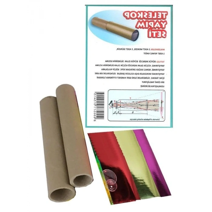 Teleskop Yapım Seti Mercekli 1 Paket Basit Teleskop Yapım Seti Mercek Deney Seti Silindir Karton